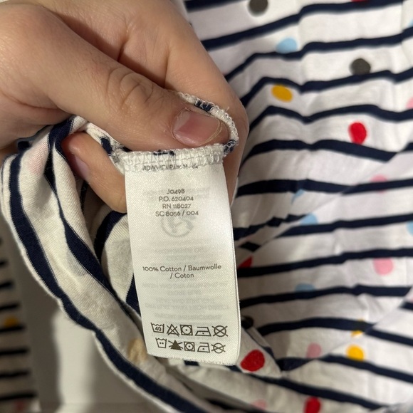Boden Breton Long Sleeve Tee Stripes and Dots Navy Blue White Size 14 - Picture 8 of 9